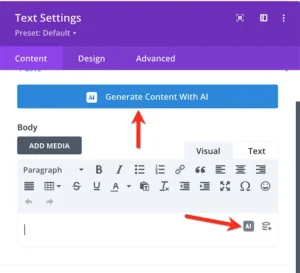Divi Text AI Button